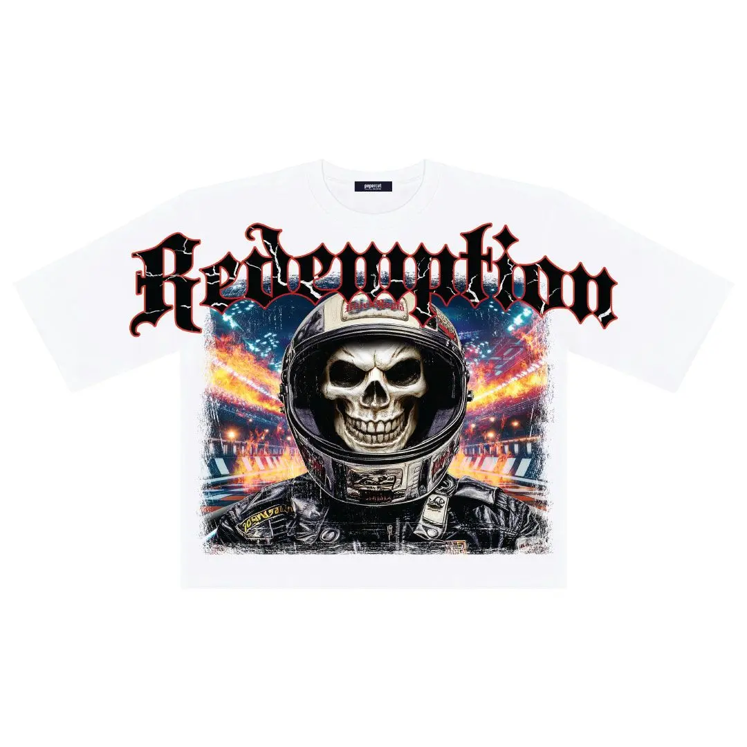 Papercut 'Redemption' Oversized Cropped T-Shirt (White)
