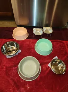 Pet Feeding Bowls. Set of 2. (Large, Small, Plastic or Elevated)