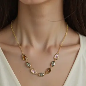 Swyii Mermaid Multi-Gemstone Necklace for Women, Fashion Accessories, Gift Ideas, Party Jewelry, Trendy All-match & Celebration Style, Holiday Haul Deals, Sparkle Into 2026, Non Tarnish jewelry