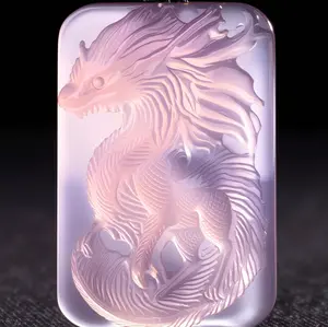 Z-OATH Amethyst Deep One Pendant Cthulhu Mythos Creature Necklace Occult Gothic Jewelry 100% Natural Amethyst Hand-Polished Unisex Statement Piece