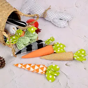 5pcs Mixed (1pc of Each of 5 Colors) Easter Fabric Carrot Decorative Ornaments Home Tray Decorations Holiday Party Supplies Decorations Handmade Ornaments