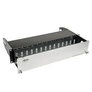 Tripp Lite N482-02U Steel Fiber Enclosure Panel, 14-Port HD Rackmount Cable Equipment