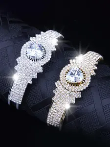 Women's Elegant Rhinestone Decorated Bangle, Exquisite Trendy Bangle, Fashionable Jewelry for Women As Gift, Rhinestone Bracelet, Rhinestone Decor Bangles