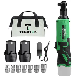 12V Cordless Ratchet Wrench 45NM 3/8'' Portable Power Tool for Car Repair Heavy Duty Impact Tool with 2 Batteries & Charger