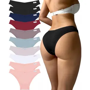 Womens Cotton Underwear Sexy Stretch Bikini Panties Low Rise Hipster Ladies Soft V-Waist Cheeky