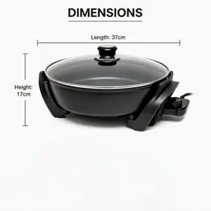 Non-stick electric griddle, large-capacity electric wok, with adjustable temperature settings, suitable for stir-frying, grilling, and home cooking, comes with a silicone spatula set.