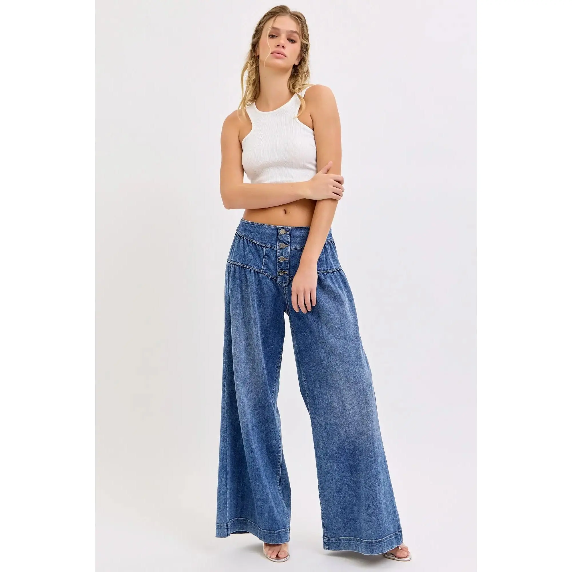 Celina High Rise Wide Leg Pants Good Stretch