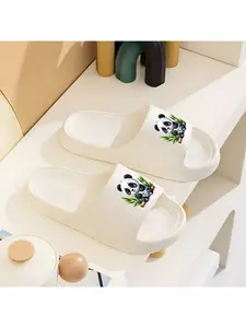 Adorable Panda Eating Bamboo Slippers for Women Men Kids Soft Comfortable House Slippers Cute Animal Print Non-Slip Indoor Slippers Perfect Gift for Panda Lovers