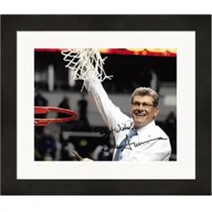 Autograph Warehouse  Geno Auriemma Autographed 8 x 10 in. Photo - Womans Basketball Coach University of Connecticut - No.SC33 National Champions Matted & Framed