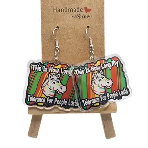Humorous Earrings - How Long My Tolerance for People Lasts - Unique Design for Humorous Effect - Fun Accessory for Any Occasion