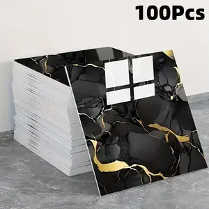 Marble Self-Adhesive Vinyl Backsplash Tiles, Waterproof PVC Wall Panels, Easy Peel and Stick, Reusable Modern Decor for Bathroom, Kitchen, Living Room, Waterproof Marble Stickers
