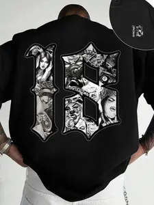 Men's Adult Short Sleeve T-Shirt, Casual Fit, Medium Size, Number 18 Design, Comfortable Fashion for Daily Wear