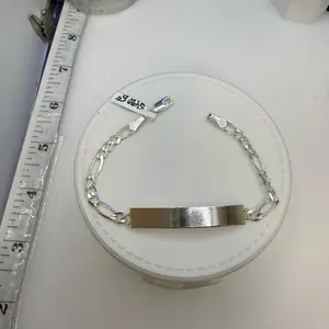 925 sterling silver 6” 4mm high quality ID bracelet Mexican silver solid )) pulcera de plaqueta 6” 4mm Alta calidad plata Mexicana solido