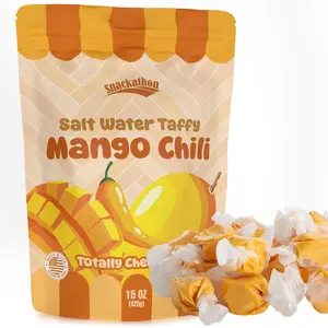 Snackathon Salt Water Taffy Single Flavor, Mango Chili, Bulk Individually Wrapped Gourmet Candy, Soft & Chewy Sweet Treats, 15 oz Resealable Bag