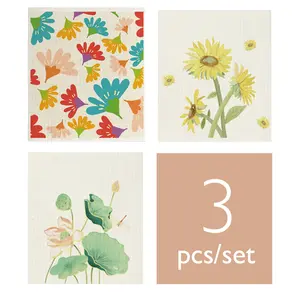 Swedish Dishcloths 3 Pack – Multipurpose Reusable Cleaning Towels, Super Absorbent & Non-Scratch, Cotton Cellulose, Odor-Free & Eco-Friendly