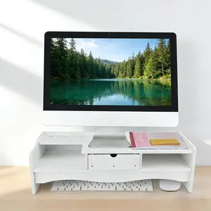 Double-Layer Laptop & Monitor Stand Organizer – Desktop Storage Shelf with Storage Space, Waterproof & Easy to Clean, Suitable for Office and Home Use Height Desk outdoorfun