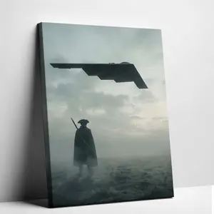 B-2 Spirit Stealth Bomber Canvas Wall Art – US Air Force Patriotic Decor, Vintage Military Aviation Poster
