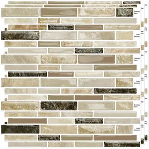 Thicker Design  Peel and Stick Backsplash Tiles, Self Adhesive Stick  Tile Backsplash for Kitchen and Bathroom, Yellow & Brown, 12"x12", 10 Sheets