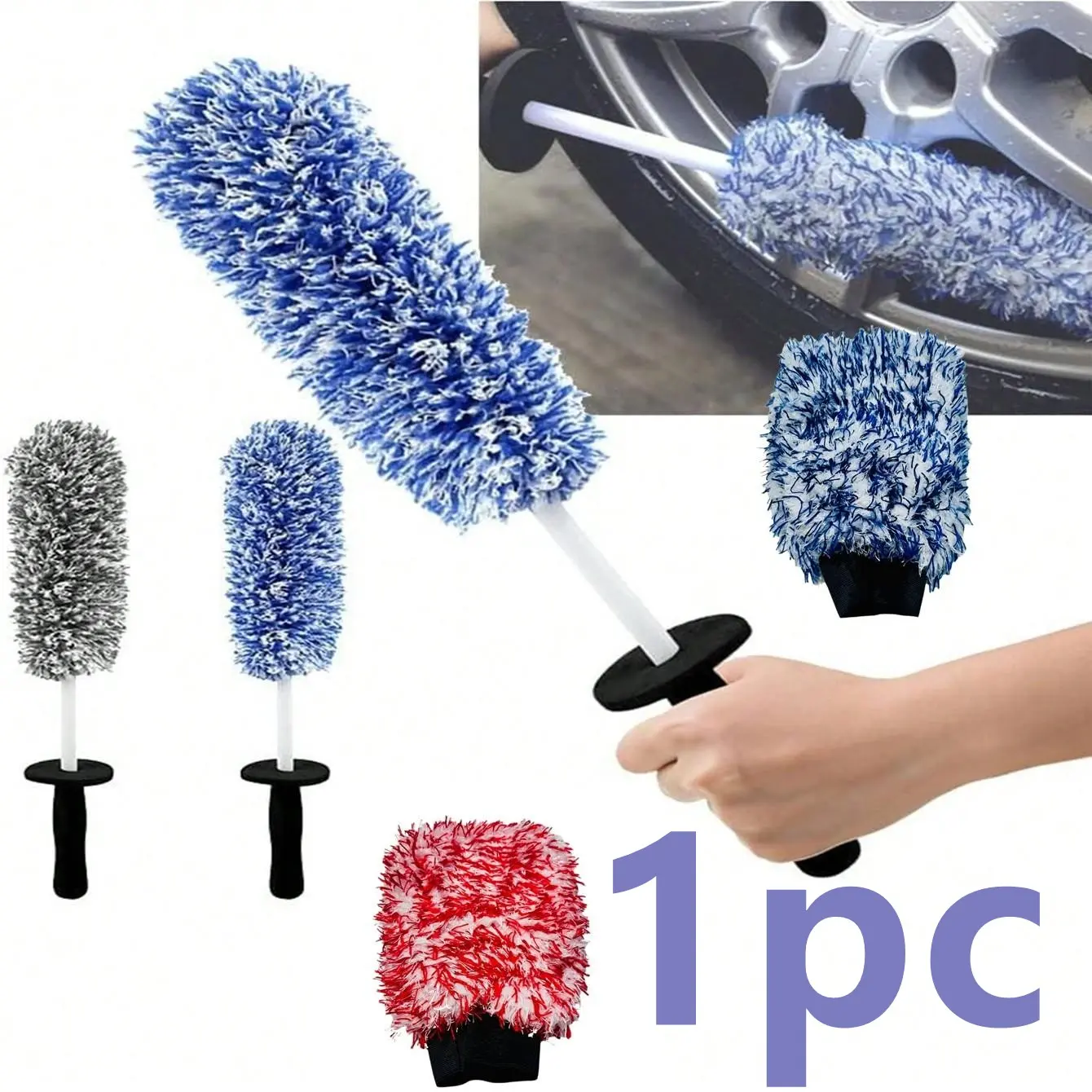 Car Wash Super Brush Microfiber Premium Wheels Brush Non-Slip soft Handle Easy To Cleaning car wheel Spokes Car Accessories Car Wash Tool Auto Wash Accessories