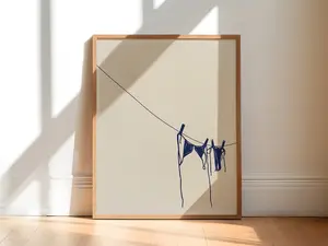 Blue Bikini Art Print, Bathing Suit Poster, Beachy Prints, Coconut Girl, Coastal Cowgirl Wall Art, College Apartment Decor