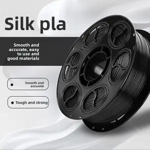 Silk Black PLA 3D Printer Filament 1.75mm 1KG - 600mm/s High-Speed Printing, Shiny Texture, No Clogging (Works with BambuLab/Creality)