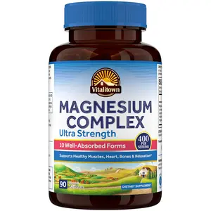 Magnesium Complex Supplement, 10 Essential Magnesium Supplement Fitness Edible  Vegan, 90 Caps