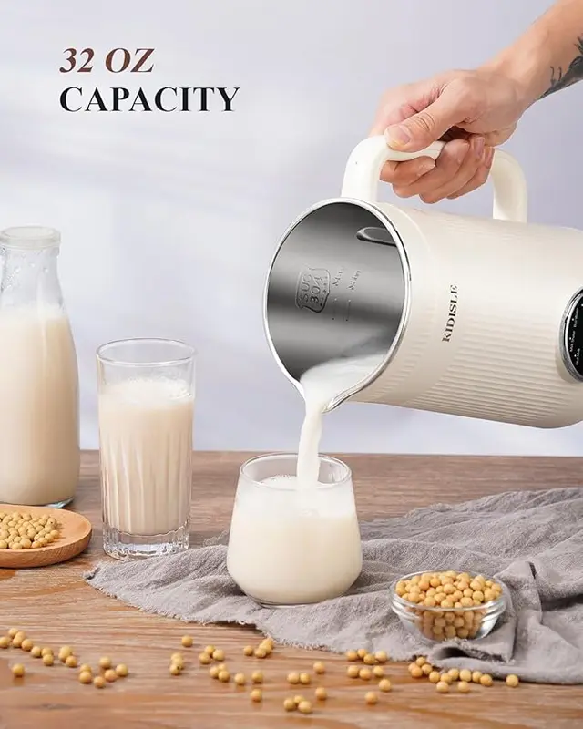 KIDISLE 8-in-1 Multifunctional Nut Milk & Coffee Maker 32oz Auto Clean Delay Start Keep Warm Stainless Steel Black/White Kitchen Appliance Christmas Gift 3