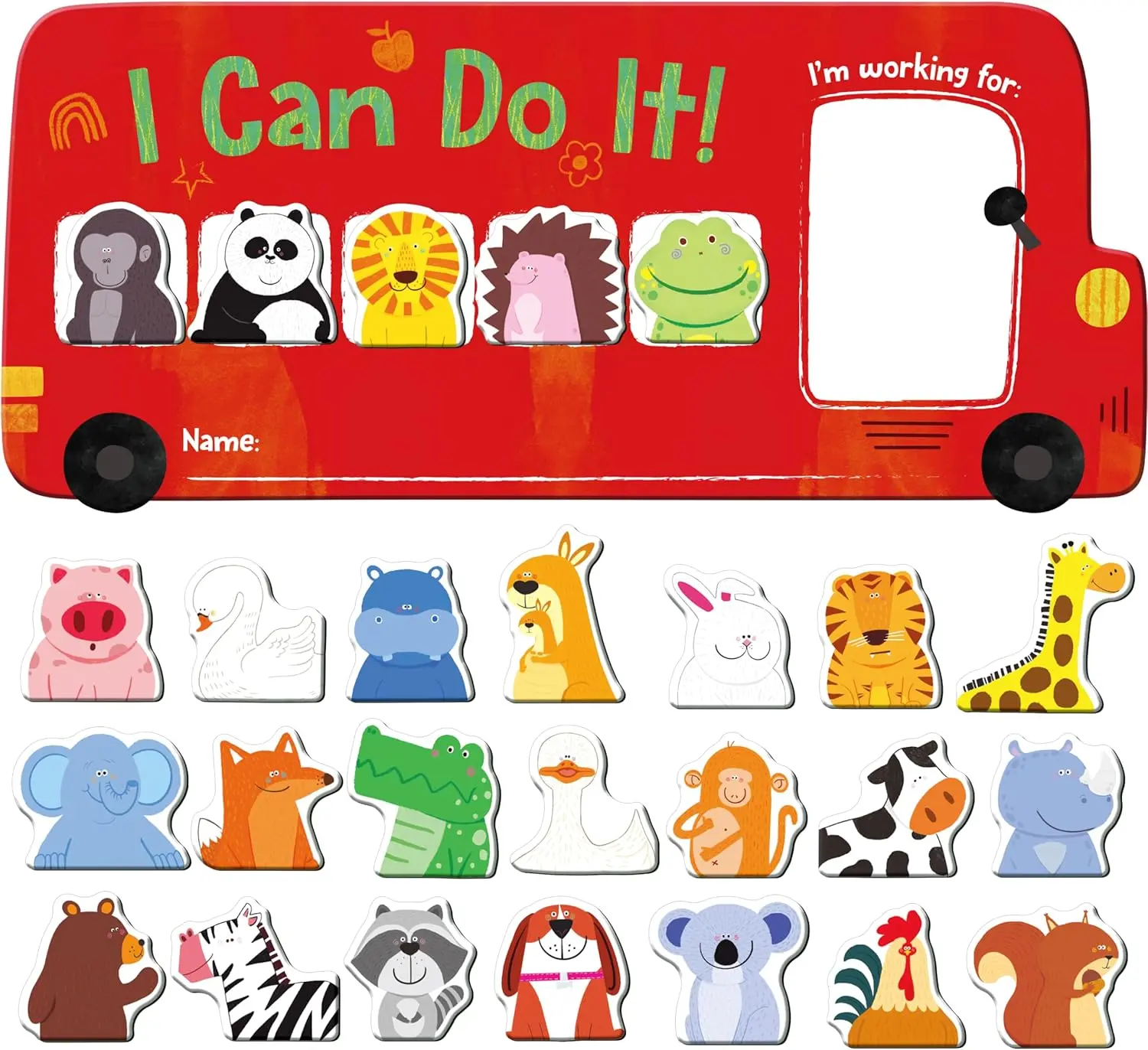 I CAN DO IT Token Board, Reward Chart with 26  , Red Bus Reward Chart for , Incentive Positive Chart for Good Behavior and Responsibility,  for , , Students