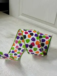 2.5 Inch By 10 Yard Mutlicolor Gumdrops Ribbon