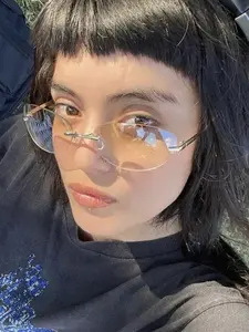 Retro Frameless Oval Metal Sunglasses, Uv400 Protection, Street Style, Fashionable All-Season Eyewear for Trendy & Stage Performances, Trendy Casual Sunglasses, Modern Trendy Sunglasses