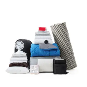 Fully-Loaded - Twin XL Dorm Bedding + Essentials Package - Granite Gray/Pacific Blue Color Set