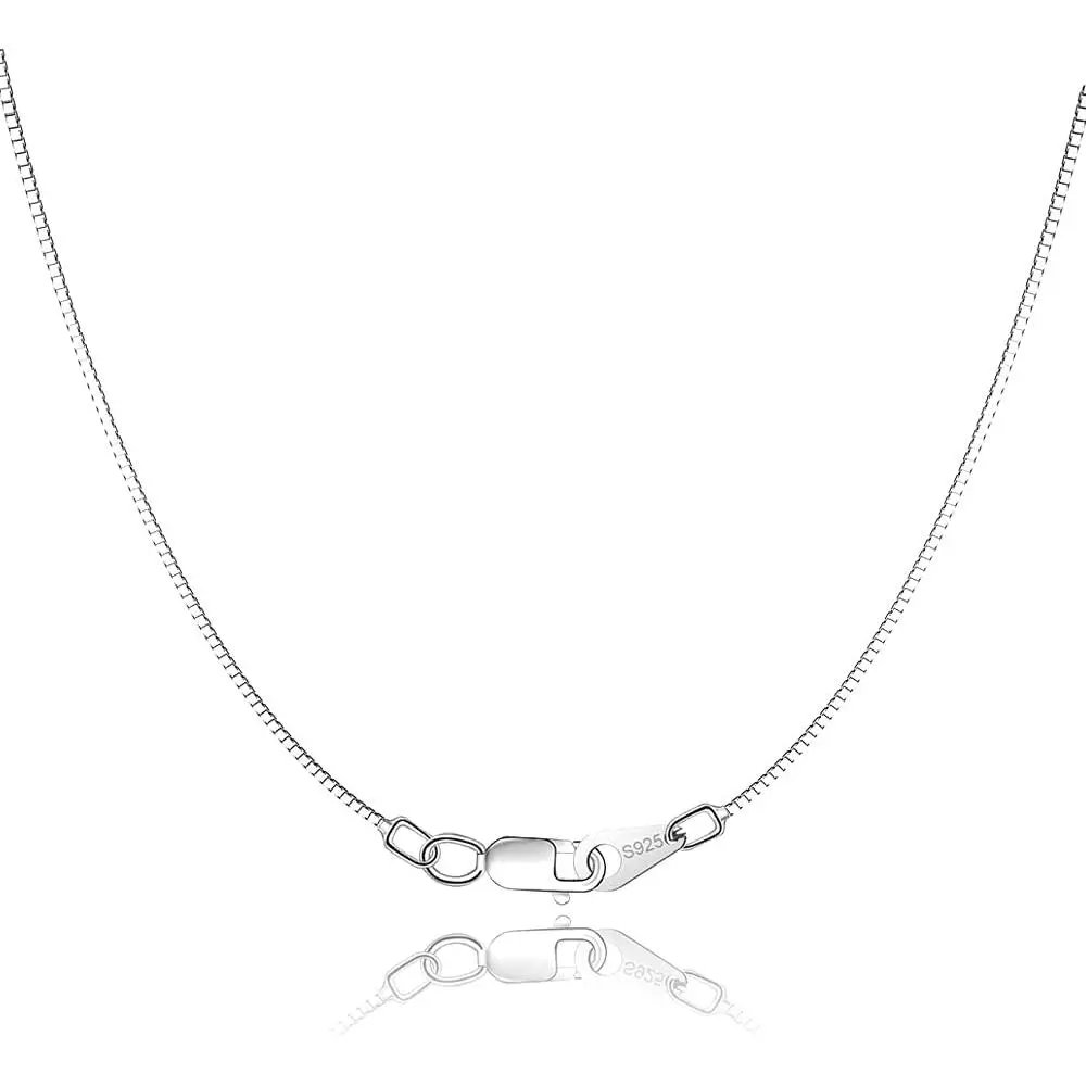 Solid 18K Gold Over 925 Sterling Silver Chain Necklace for Women Girls, 0.8mm Box Chain Lobster Claw Clasp-Super Thin & Strong Necklace Chain 16/18/20/22/24 Inch