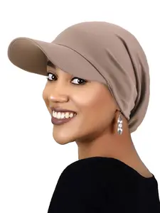 Summer Sun Hat with Brim Headscarf Baseball Cap, Outdoor Duckbill Hat Hair Protection, Men's & Women's Fashion Accessory