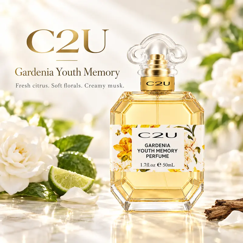 C2U Spring Blossom Women's Eau de Parfum, Long-Lasting Lemon-Gardenia Fruity Floral Perfume Fragrance, Contains Alcohol Fruity Citrus Scents Liquid Perfumes, 1.7 fl oz (50ml) On-the-Go Single Bottle Valentine's Day Gift