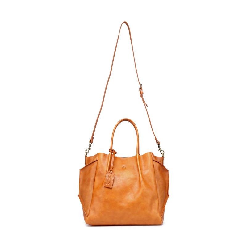 Old Trend Sprout Land Vegetable Dye Leather Tote w/ Zip Pouch