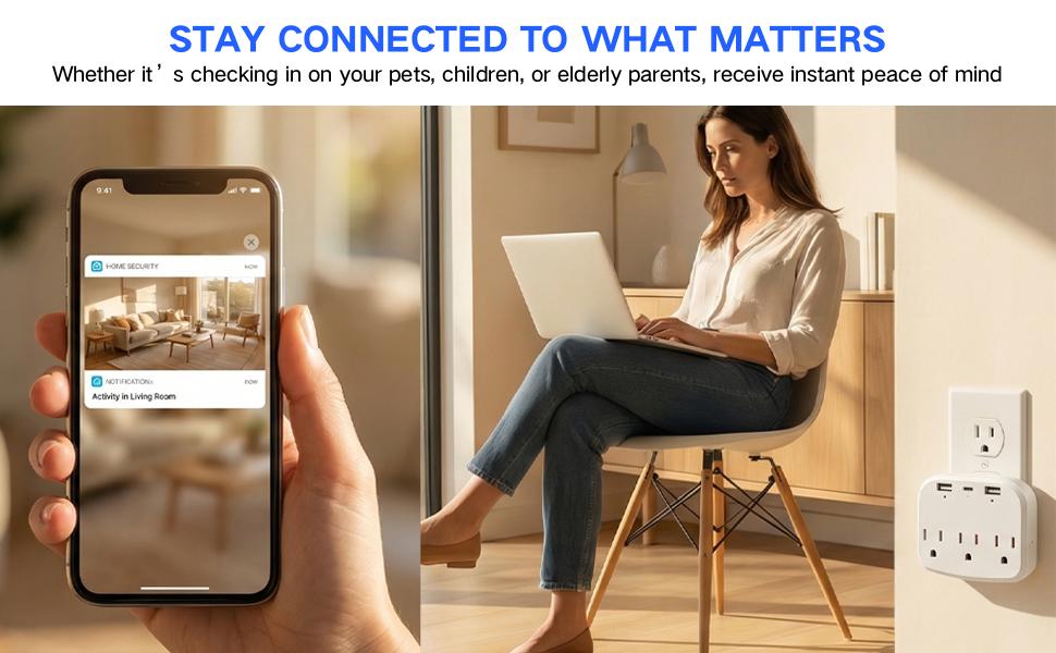 SecureHome 1080P Smart Wall Outlet: 24/7 Security & Fast Charging Hub