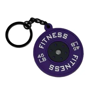 Fitness Brand Purple Weight Plate Keychain 45 LB Soft Rubber Keychains in Fitness Design