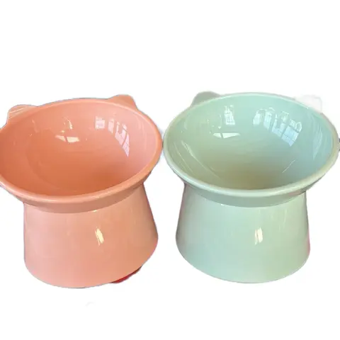 2-Pack Round Pet Feeding Bowl Set - 4.5" High, 5.5" Durable Pet-Friendly Plastic Bowls, Ear Handles, Comfortable Joint Relief Design, Easy to Use, Easy to Clean for Small Dogs/Cats