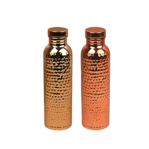 Ayurvedic Copper-Plated Pitcher | 800ml Handmade Hammered Kettle | Cold Water Yoga Bottle | Eco-Friendly Drinkware | Tumbler Water Bottles