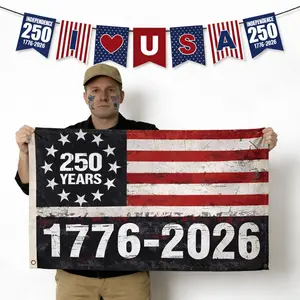 4th of July Decorations 2026 – American Flag Set with Banner & Tattoos | Patriotic 250th Anniversary Party Supplies