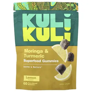 Kuli Kuli Superfood Gummies, Moringa & Turmeric, Lemon, 60 Plant-Based Gummies
