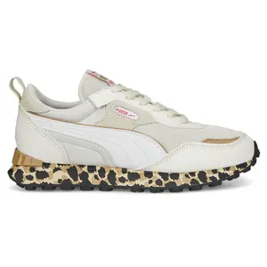 PUMA Womens Rider Fv Leopard Animal Lace Up Sneakers Shoes Casual - Off White