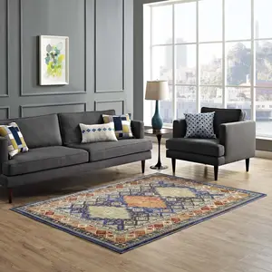 Modway Atzi  Distressed Southwestern Diamond Floral 4x6 Area Rug in Multicolored