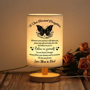 Daughter Gifts from Mom Dad Table Lamp - Best Birthday Gifts for Daughter Fabric Wooden Desk Lamp - Graduation Gifts for Daughter summerwins