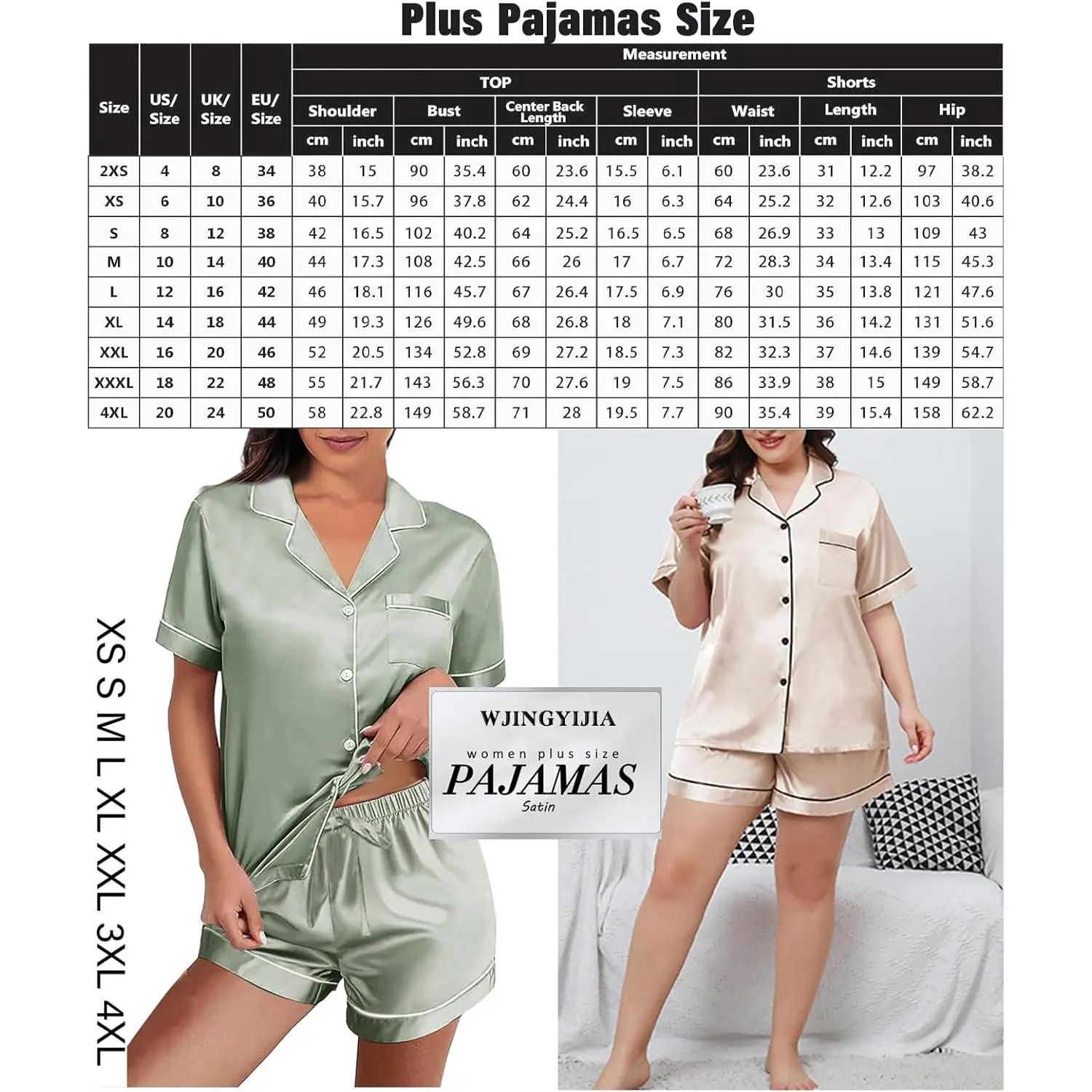 Women's Satin Silky Pajama Set - 4Pcs Floral Print Short Sleeve Shirt & Pants Soft Comfortable Loungewear Sleepwear for Nightwear Relaxing Home Wear Sizes XS to 4XL Women's Satin Silky Pajama Set - 4Pcs Floral Print Short Sleeve Shirt & Pants Soft Comfortable Loungewear Sleepwear for Nightwear Relaxing Home Wear Sizes XS to 4XL