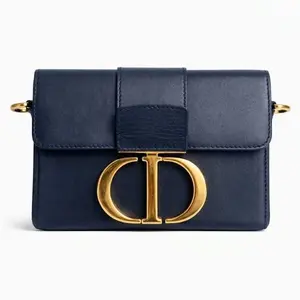 Pre-owned Dior Leather Crossbody Bags 30 Montaigne Crossbody Bag Small Navy Blue