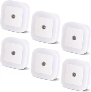 Night Light, 0.5W Daylight White LED Plug-in Night Light with Dusk to Dawn Sensor, Pack of 6 - Designed for Kids Room,Bedroom, Bathroom, Stairs, Kitchen
