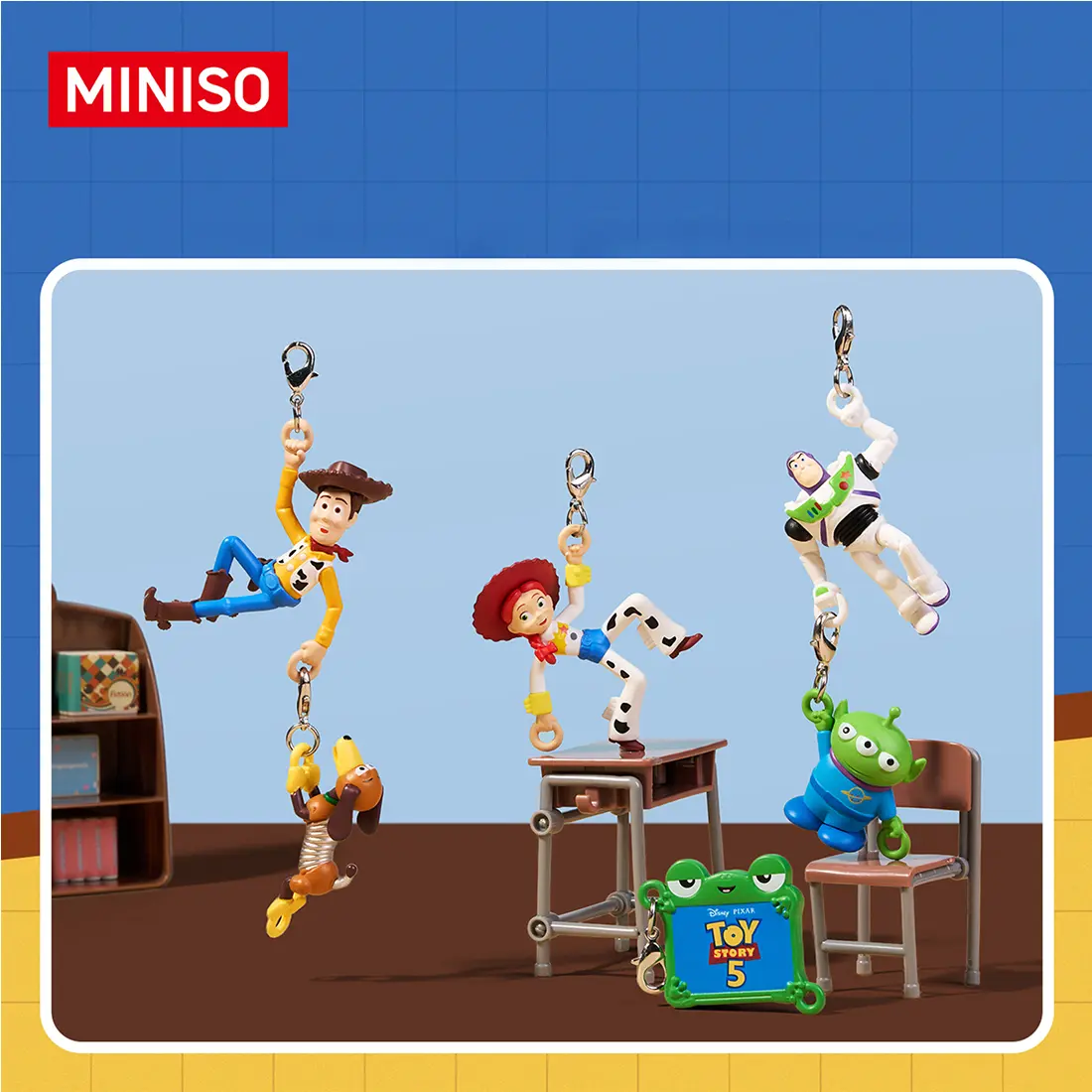 MINISO x Disney Pixar Toy Story Climbing Character Bag Charm | Cute Hanging Keychain Pendant for Backpacks, Keys, Purses & Gifts, Back To School, Kawaii Backpack Accessory, Back To School Haul