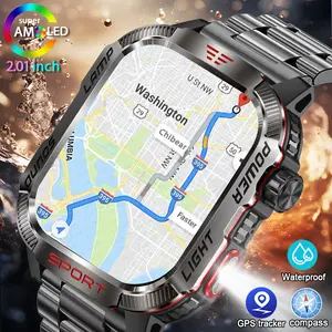 Bluetooth Call New Smart Watch Men Flashlight Compass Waterproof 600mAh Battery Outdoor Sport Tracker Bluetooth Call Smartwatch