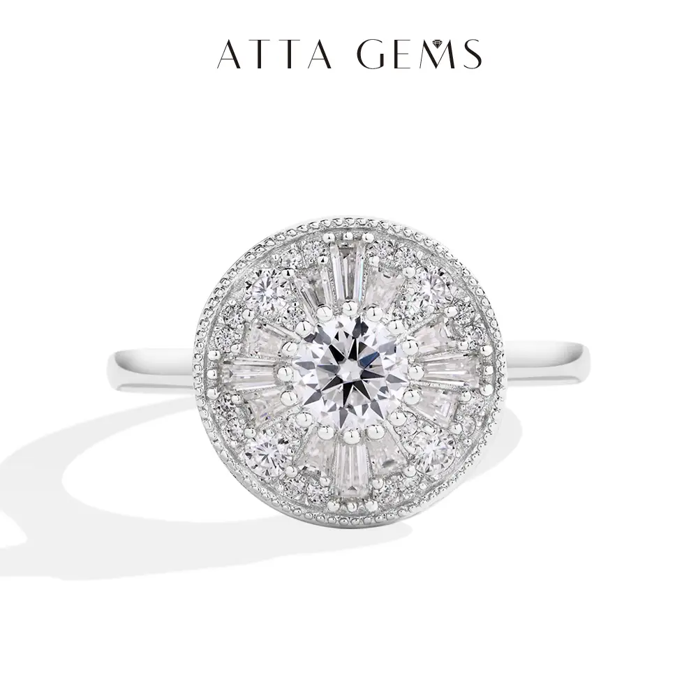 Luxury D Color Total 1.54CT Synthetic Moissanite Ring for Women Anniversary Engagement Ring Fine Jewelry Gift R247